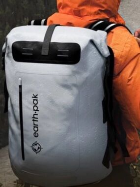 Grey Roll-Top Waterproof Backpack for Men